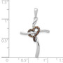 14k White Gold 1/10ct. Champagne Diamond Heart Cross Pendant