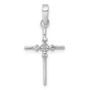 14K White Gold .01ct. Diamond Polished Budded Cross Pendant