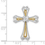 14k Two-Tone 1/3ct. Diamond Cross Chain Slide