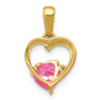 14K Created Pink Sapphire & Diamond Heart Pendant