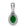 14k White Gold Halo Twisted Diamond & Oval Emerald Pendant