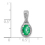 14k White Gold Halo Twisted Diamond & Oval Emerald Pendant