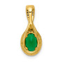 14k Halo Twisted Diamond & Oval Emerald Pendant