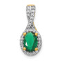 14k Halo Twisted Diamond & Oval Emerald Pendant