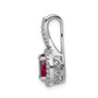 14k White Gold Diamond & Ruby Twisted Halo Oval Pendant