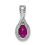 14k White Gold Diamond & Ruby Twisted Halo Oval Pendant