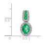 14k White Gold Halo Diamond & Oval Emerald Pendant