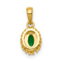 14k & Rhodium Halo Diamond & Oval Emerald Pendant
