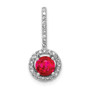 14k White Gold Diamond & .69 Ruby Halo Pendant