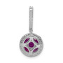 14k White Gold Diamond & 1.02 Ruby Circle Halo Pendant