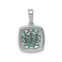 14k White Gold Halo Diamond & .5 Emerald Square Pendant