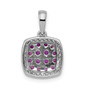 14k White Gold Diamond & .71 Ruby Square Pendant