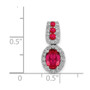 14k White Gold Diamond & 1.16 Ruby Oval Halo Pendant