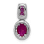 14k White Gold Diamond & 1.16 Ruby Oval Halo Pendant