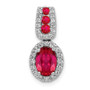 14k White Gold Diamond & 1.16 Ruby Oval Halo Pendant