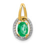 14k Diamond & Oval Emerald Pendant