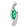 14k White Gold Fancy Diamond and Emerald Pendant