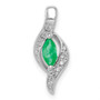 14k White Gold Fancy Diamond & Emerald Pendant