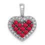 14K White Gold Diamond & .31 Ruby Heart Pendant