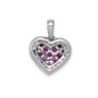 14K White Gold Diamond & .31 Ruby Heart Pendant