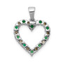 14k White Gold Diamond and Emerald Heart Pendant