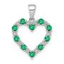 14k White Gold Diamond and Emerald Heart Pendant