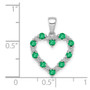 14k White Gold Diamond and Emerald Heart Pendant