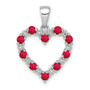 14k White Gold Diamond and .35 Ruby Heart Pendant