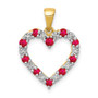 14k Diamond and .35 Ruby Heart Pendant