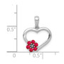 14k White Gold Diamond and Ruby Heart w/ Flower Pendant