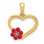 14k Diamond and Ruby Heart w/ Flower Pendant