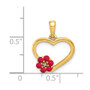 14k Diamond and Ruby Heart w/ Flower Pendant