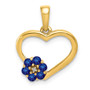 14k Diamond and Sapphire Heart w/ Flower Pendant