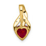 14K Diamond & Created Ruby Polished Heart Pendant