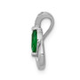 14k White Gold Teardrop Diamond & Emerald Pendant