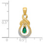 14k Yellow Gold Emerald and Diamond Pendant