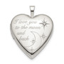 Sterling Silver 20mm LOVE TO THE MOON Diamond Heart Locket