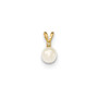 14k 5-6mm Round White Freshwater Cultured Pearl Diamond Pendant