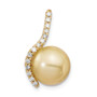 14K 10-11mm Golden Saltwater Cultured South Sea Pearl .125ct Dia Pendant