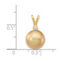 14K 9-10mm Golden Saltwater Cultured South Sea Pearl .05ct Diamond Pendant