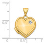 14K Diamond 16mm Heart Locket Pendant