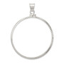 Sterling Silver 40.6 x 3.1mm Diamond Cut Coin Bezel Pendant