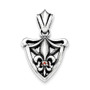 Sterling Silver Antiqued Fleur De Lis w/Red CZ Pendant