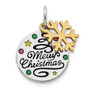 Sterling Silver Gold Tone Enamel Swarovski Zirconia Christmas Pendant