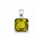 Sterling Silver Square Light Green CZ Pendant