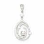 Sterling Silver Fancy Swirl w/ CZ Teardrop Pendant