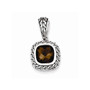 Sterling Silver Antiqued Brown CZ Pendant