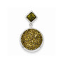 Sterling Silver with Yellow Druzy & Green CZ Round Pendant