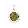 Sterling Silver with Yellow Druzy and CZ Round Pendant