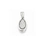 Sterling Silver Rhodium Plated CZ Oval Pendant